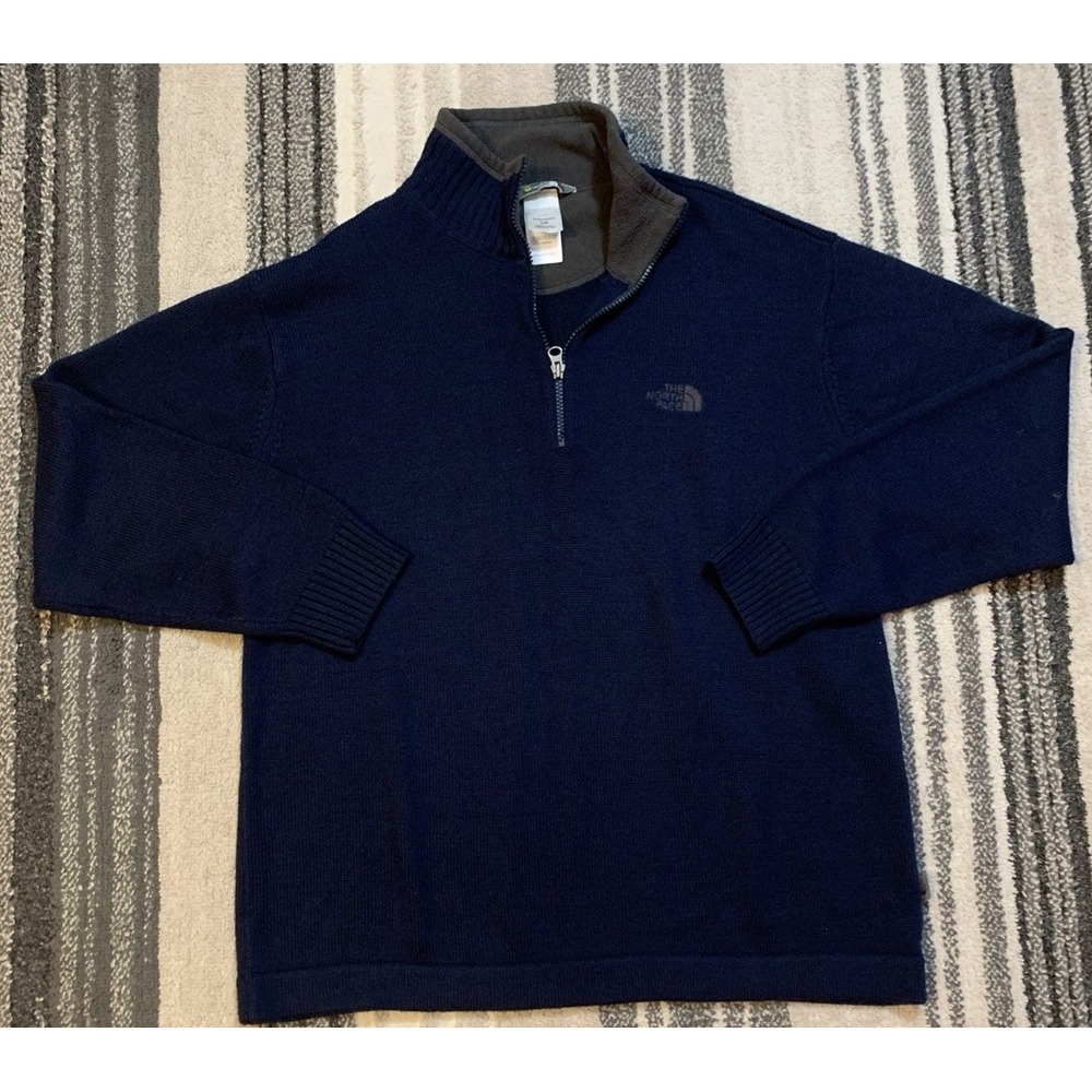 The North Face A5 Series 1/4 Zip Sweater Pullover Wool Blend Men's L‎ Blue